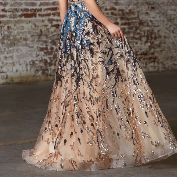 Illusion V-Neck Sequin Prom Dress CDCR845 - Picture 4 of 6